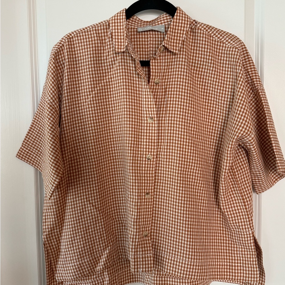 Everlane Rust Orange Checkered Women’s Shirt